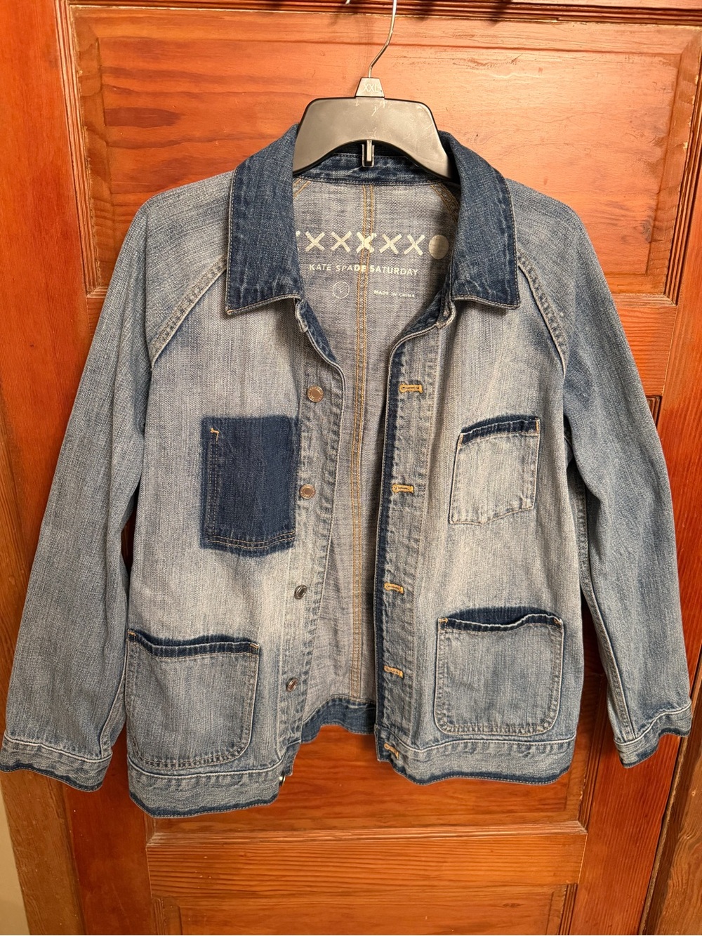 kate spade Saturday Light Blue Patchwork Denim Jacket - Picture 2 of 9